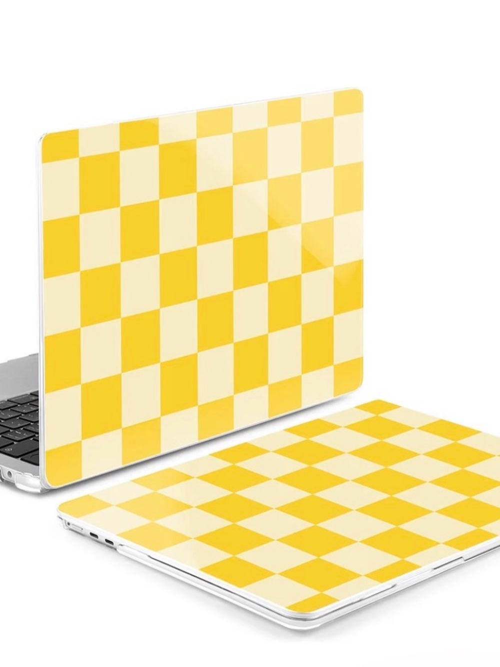 (NEW) Yellow Macbook Checkerboard Laptop Case and Screen Protector Bundle